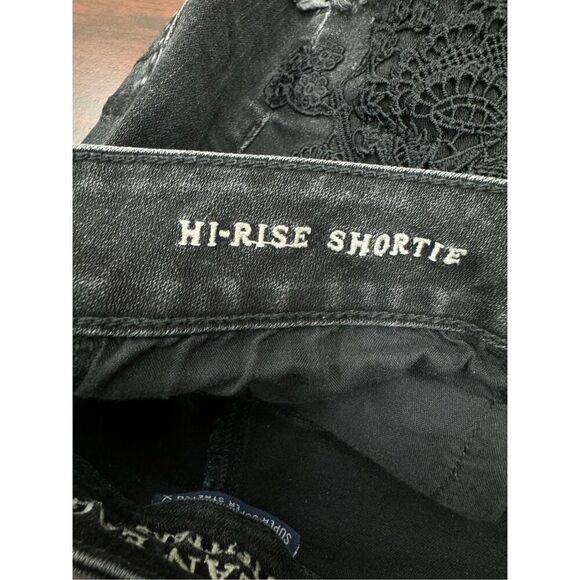 American Eagle Black Hi-Rise Shortie Super Super Stretch Shorts with Lace Size 6 - Picture 5 of 6